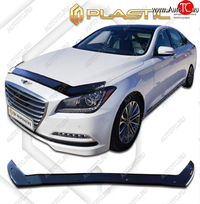 2 369 р. Дефлектор капота (exclusive) CA-Plastic  GENESIS G80  DH (2017-2020) (Classic чёрный, Без надписи)  с доставкой в г. Королёв