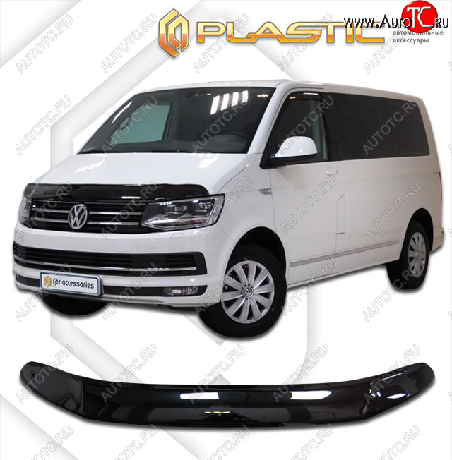 2 779 р. Дефлектор капота (exclusive) CA-Plastic  Volkswagen Caravelle  T6 (2015-2019) дорестайлинг (Classic чёрный, Без надписи)  с доставкой в г. Королёв