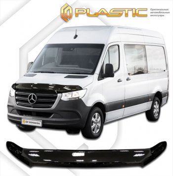 2 899 р. Дефлектор капота CA-Plastic exclusive Mercedes-Benz Sprinter W910 (2018-2025) (серия Classic черный, Без надписи)  с доставкой в г. Королёв. Увеличить фотографию 2