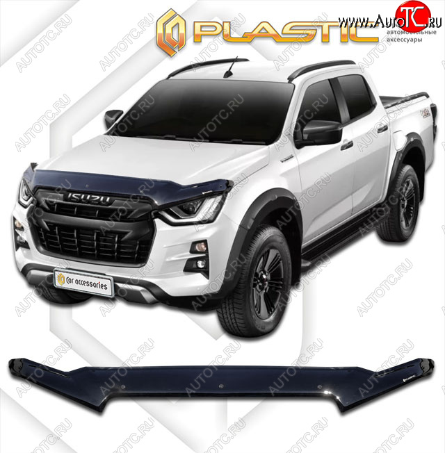 2 999 р. Дефлектор капота (exclusive) CA-Plastic  Isuzu D-Max  RG (2020-2023) DoubleCab (Classic чёрный, Без надписи)  с доставкой в г. Королёв