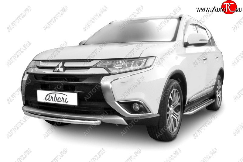 4 499 р. Защита переднего бампера (короткая диаметр 57 мм) Arbori Mitsubishi Outlander GF 2-ой рестайлинг (2015-2018)  с доставкой в г. Королёв