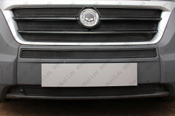 6 349 р. Защитная сетка в бампер (ячейка 3х7 мм, 5 частей) Alfeco Стандарт Fiat Ducato 290 (2014-2024) (Чёрная)  с доставкой в г. Королёв. Увеличить фотографию 2