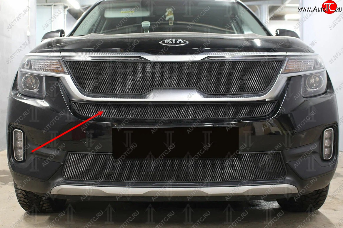 2 579 р.           Защита радиатора KIA Seltos 2019- black середина  KIA Seltos (2019-2024) (черная)  с доставкой в г. Королёв