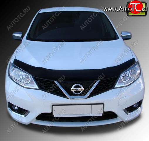 1 329 р. Дефлектор капота SIM Nissan Tiida 2 хэтчбек C13 дорестайлинг (2015-2016)  с доставкой в г. Королёв