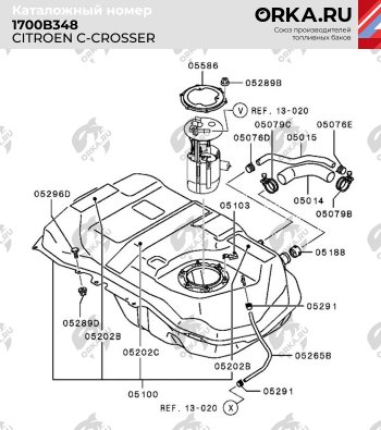 21 449 р. Топливный бак (пластик, 50 л.) BAKPLAST CITROEN C-crosser (2007-2012)  с доставкой в г. Королёв. Увеличить фотографию 2