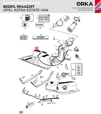 11 499 р. Топливный бак (сталь, антикоррозия) ORKA Opel Astra F седан рестайлинг (1994-1998)  с доставкой в г. Королёв. Увеличить фотографию 2