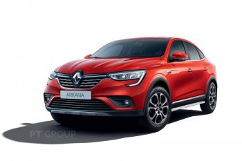 Защита порогов (вогнутая, Ø51 мм) Petroil Tuning Renault Arkana (2019-2024)  (полированная нержавейка)