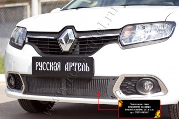 2 099 р. Защитная сетка решётки переднего бампера Русская Артель Renault Sandero (B8) дорестайлинг (2014-2018) (Поверхность текстурная)  с доставкой в г. Королёв. Увеличить фотографию 3