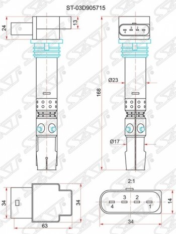 Катушка зажигания SAT Skoda Fabia Mk1 седан рестайлинг (2004-2008)