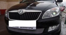 1 539 р. Сетка на бампер (рестайлинг) Russtal (хром) Skoda Fabia Mk2 хэтчбэк дорестайлинг (2007-2010)  с доставкой в г. Королёв. Увеличить фотографию 4