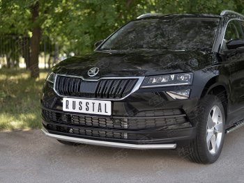 15 499 р. Защита переднего бампера (Ø42 мм, нержавейка) SLITKOFF  Skoda Karoq  NU7 (2017-2021) дорестайлинг  с доставкой в г. Королёв. Увеличить фотографию 2