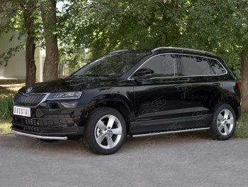 15 499 р. Защита переднего бампера (Ø42 мм, нержавейка) SLITKOFF  Skoda Karoq  NU7 (2017-2021) дорестайлинг  с доставкой в г. Королёв. Увеличить фотографию 3