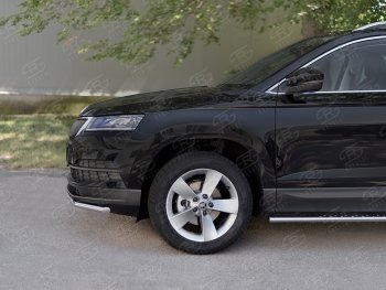 15 499 р. Защита переднего бампера (Ø42 мм, нержавейка) SLITKOFF  Skoda Karoq  NU7 (2017-2021) дорестайлинг  с доставкой в г. Королёв. Увеличить фотографию 4