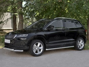 23 899 р. Защита переднего бампера (2 трубы Ø63 и 42 мм, нержавейка) SLITKOFF  Skoda Karoq  NU7 (2017-2021) дорестайлинг  с доставкой в г. Королёв. Увеличить фотографию 3