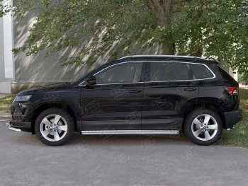 25 849 р. Пороги SLITKOFF d42 с листом Skoda Karoq NU7 дорестайлинг (2017-2021) (лист алюминий, труба сталь)  с доставкой в г. Королёв. Увеличить фотографию 3