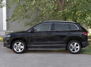 20 749 р. Защита порогов Russtal труба 75х42 овал с проступью Skoda Karoq NU7 рестайлинг (2020-2024)  с доставкой в г. Королёв. Увеличить фотографию 3