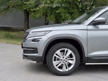 19 799 р. Защита переднего бампера (Ø63 мм, нержавейка) SLITKOFF  Skoda Kodiaq  NU7 (2017-2021) дорестайлинг  с доставкой в г. Королёв. Увеличить фотографию 2