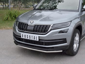 19 799 р. Защита переднего бампера (Ø63 мм, нержавейка) SLITKOFF  Skoda Kodiaq  NU7 (2017-2021) дорестайлинг  с доставкой в г. Королёв. Увеличить фотографию 3