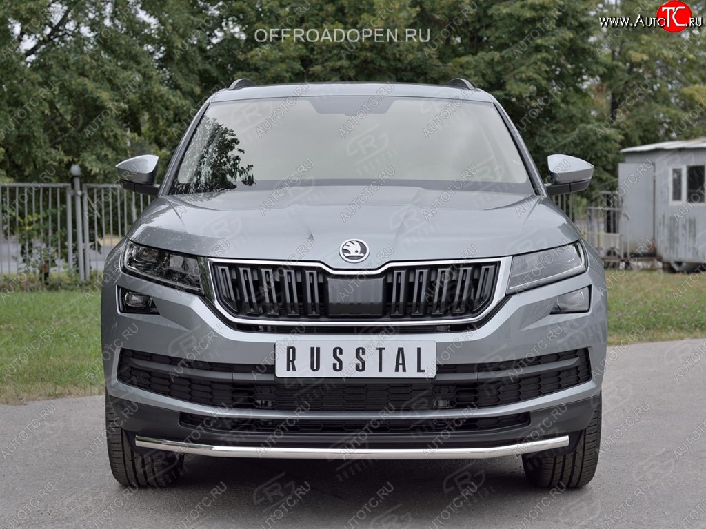 16 949 р. Защита переднего бампера (Ø42 мм, нержавейка) SLITKOFF  Skoda Kodiaq  NU7 (2017-2021) дорестайлинг  с доставкой в г. Королёв