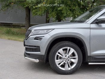 18 299 р. Защита переднего бампера (Ø63 мм, нержавейка) SLITKOFF  Skoda Kodiaq  NU7 (2017-2021) дорестайлинг  с доставкой в г. Королёв. Увеличить фотографию 4