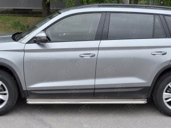 35 549 р. Широкая защита порогов из трубы диаметром 42 мм SLITKOFF v3 Skoda Kodiaq NU7 дорестайлинг (2017-2021)  с доставкой в г. Королёв. Увеличить фотографию 2