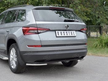 13 849 р. Защита заднего бампера (Ø42 мм, уголки, нержавейка) SLITKOFF Skoda Kodiaq NU7 дорестайлинг (2017-2021)  с доставкой в г. Королёв. Увеличить фотографию 3