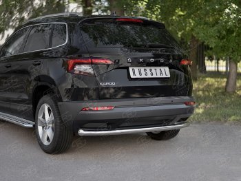 16 899 р. Защита заднего бампера (Ø63 мм, нержавейка) SLITKOFF Skoda Kodiaq NU7 дорестайлинг (2017-2021)  с доставкой в г. Королёв. Увеличить фотографию 2