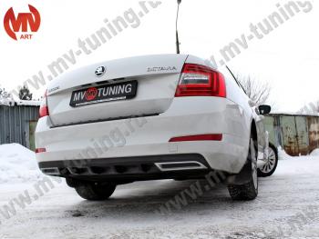 2 399 р. Накладка бампера (диффузор) MV-Tuning Skoda Octavia A7 дорестайлинг лифтбэк (2012-2017) (Глянец, Неокрашенная)  с доставкой в г. Королёв. Увеличить фотографию 2