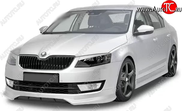 5 999 р. Накладка на передний бампер CT Skoda Octavia A7 дорестайлинг лифтбэк (2012-2017) (Неокрашенная)  с доставкой в г. Королёв