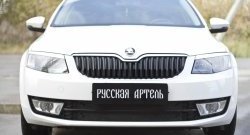 979 р. Зимняя заглушка решетки переднего бампера РА Skoda Octavia A7 дорестайлинг лифтбэк (2012-2017)  с доставкой в г. Королёв. Увеличить фотографию 2