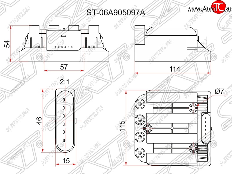 4 899 р. Катушка зажигания SAT (модуль)  Skoda Octavia ( Tour A4 1U5,  Tour A4 1U2) (1996-2000), Volkswagen Bora (1998-2005), Volkswagen Caddy  2K (2003-2010), Volkswagen Golf  4 (1997-2003), Volkswagen Touran  1T (2006-2010)  с доставкой в г. Королёв