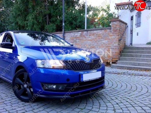 6 299 р. Накладка на передний бампер Splitter Skoda Rapid NH1 хэтчбэк дорестайлинг (2012-2017) (Неокрашенная)  с доставкой в г. Королёв