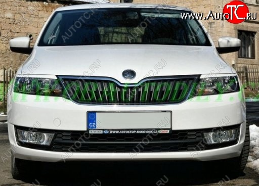 1 099 р. Реснички на фары CT Skoda Rapid NH3 дорестайлинг лифтбэк (2012-2017) (Неокрашенные)  с доставкой в г. Королёв