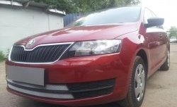 2 399 р. Сетка на бампер Russtal (хром) Skoda Rapid NH1 хэтчбэк дорестайлинг (2012-2017)  с доставкой в г. Королёв. Увеличить фотографию 4