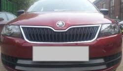 Сетка на бампер Russtal (хром) Skoda Rapid NH1 хэтчбэк дорестайлинг (2012-2017)