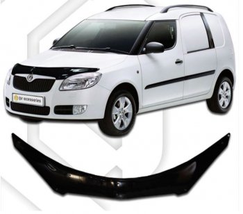 2 399 р. Дефлектор капота CA-Plastiс exclusive Skoda Roomster 5J дорестайлинг (2006-2010) (Classic черный, Без надписи)  с доставкой в г. Королёв. Увеличить фотографию 1