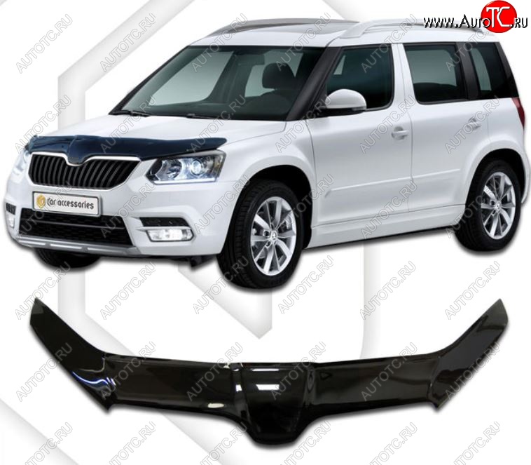 2 599 р. Дефлектор капота CA-Plastiс exclusive  Skoda Yeti (2013-2018) (Classic черный, Без надписи)  с доставкой в г. Королёв