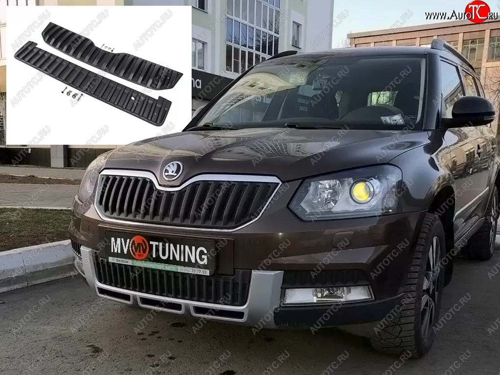 2 999 р. Заглушка решетки радиатора (верхняя, OUTDOOR) MV-Tuning  Skoda Yeti (2013-2018) (Текстурная поверхность)  с доставкой в г. Королёв