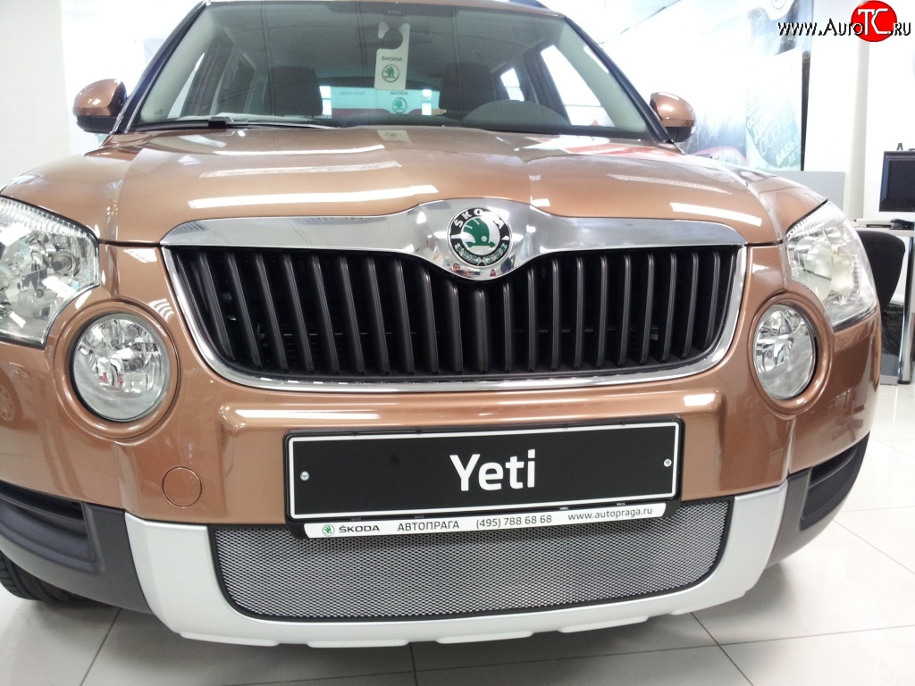 2 199 р. Сетка на бампер Russtal (хром) Skoda Yeti (2009-2013)  с доставкой в г. Королёв