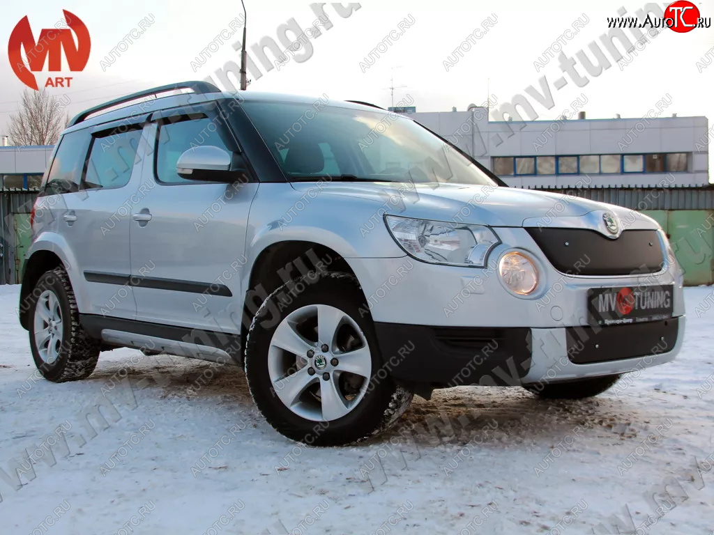 5 399 р. Зимние заглушки (шагрень, верхняя и нижняя) MV-Tuning Skoda Yeti (2009-2013) (Текстурная поверхность)  с доставкой в г. Королёв