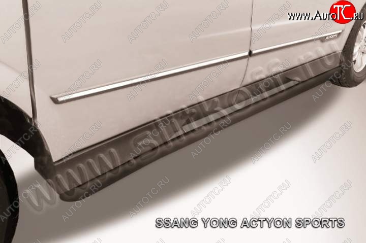 11 999 р. Защита порогов Slitkoff SSANGYONG Actyon Sport (2012-2024) (Цвет: серебристый)  с доставкой в г. Королёв