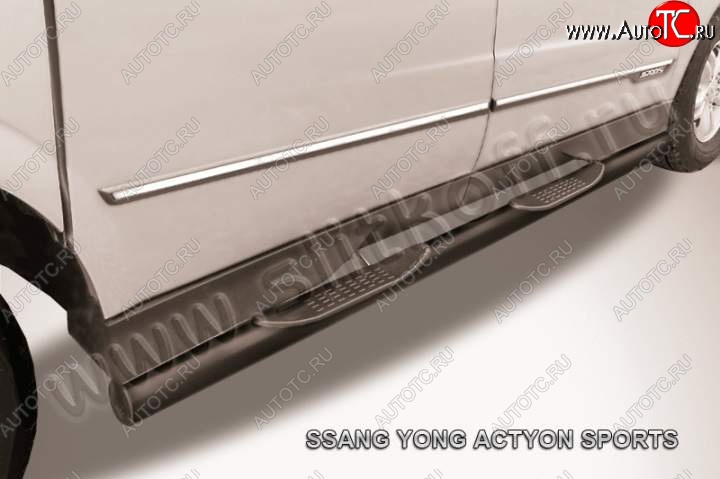 13 299 р. Защита порогов Slitkoff  SSANGYONG Actyon Sport (2012-2024) (Цвет: серебристый)  с доставкой в г. Королёв