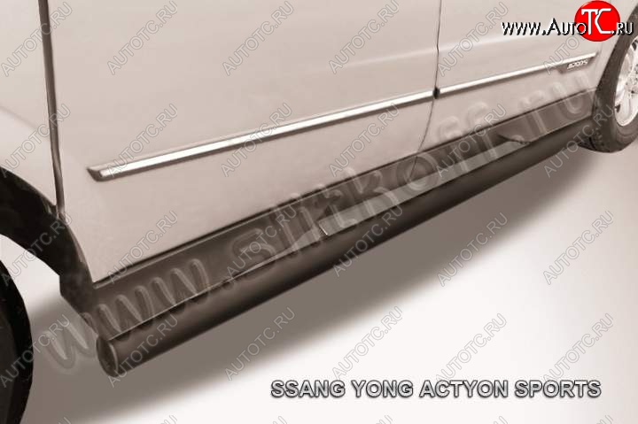 11 499 р. Защита порогов Slitkoff SSANGYONG Actyon Sport (2012-2024) (Цвет: серебристый)  с доставкой в г. Королёв