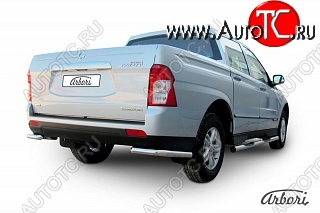 6 722 р. Защита заднего бампера Arbori SSANGYONG Actyon Sport (2012-2024)  с доставкой в г. Королёв