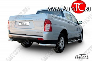 8 909 р. Защита заднего бампера Arbori SSANGYONG Actyon Sport (2012-2024)  с доставкой в г. Королёв