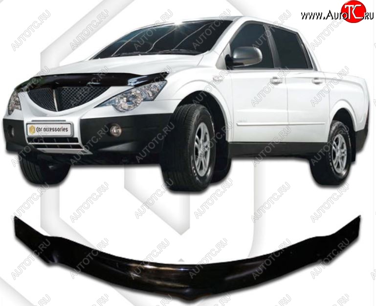 2 599 р. Дефлектор капота CA-Plastiс exclusive  SSANGYONG Actyon  1 (2006-2010) (Classic черный, Без надписи)  с доставкой в г. Королёв