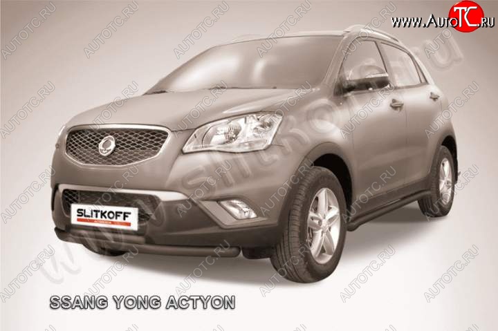 11 449 р. защита переднего бампера Slitkoff  SSANGYONG Actyon  1 (2006-2010) (Цвет: серебристый)  с доставкой в г. Королёв