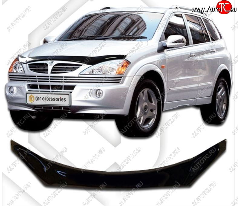 2 199 р. Дефлектор капота CA-Plastiс exclusive SSANGYONG Kyron рестайлинг (2007-2016) (Classic черный, Без надписи)  с доставкой в г. Королёв