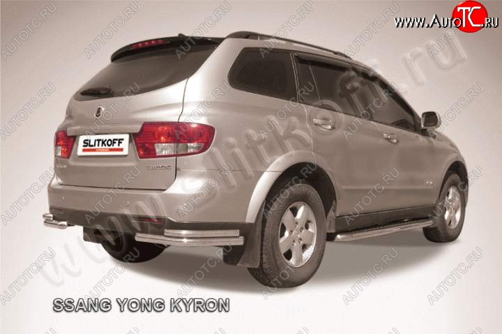 7 749 р. Уголки d57+d42 двойные SSANGYONG Kyron дорестайлинг (2005-2007) (Цвет: серебристый)  с доставкой в г. Королёв