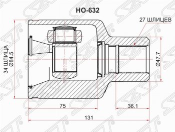 Шрус (внутренний) SAT (34*27*47.7 мм) SSANGYONG Kyron рестайлинг (2007-2016)